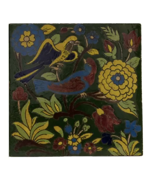 Hand Painted And Glazed Antique Style Persian Ceramic Tile