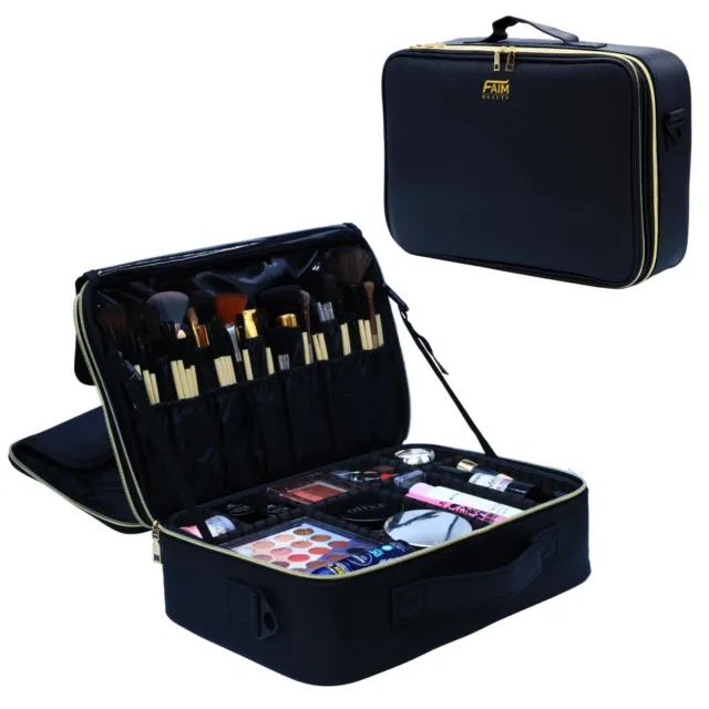 Large Makeup Bag with Portabl Vanity Case Beauty Box Make-up Travel Cosmetic UK