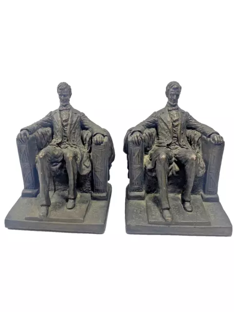 Vintage 1971 Seated Abraham Lincoln Bookends Book Ends Austin Productions