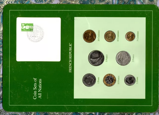 Coin Sets of All Nations France French 1981 -1990 UNC 2 Francs 1981 5 FR Eiffel
