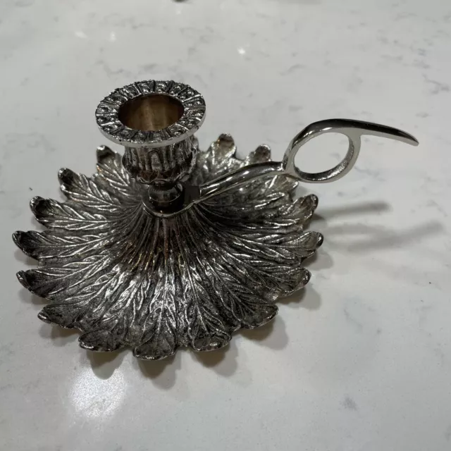 Vintage Chamber Stick Ornate Candle Holder Silver plate 3