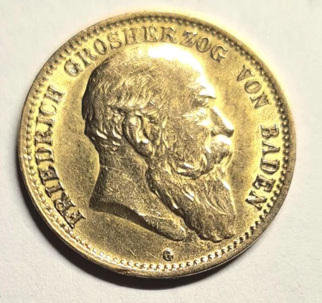Deutsches Reich Baden 10 Mark 900er Goldmünze 1904 G Grosherzog Friedrich 3,98g