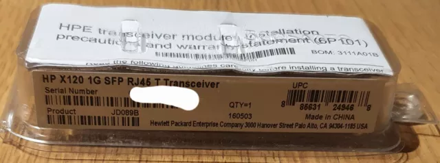 HP X120 1G SFP RJ-45 T Transceiver - JD089B