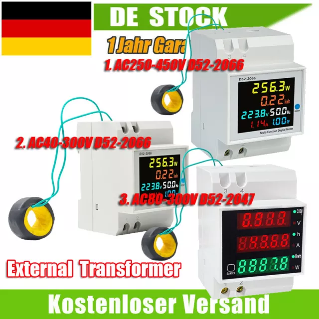 D52-2066 Haushalts-Wattstundenzähler Digital Hutschiene LCD-Anzeige Stromzähler