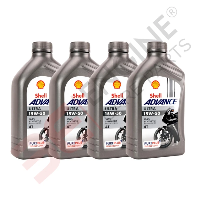 SHELL ADVANCE ULTRA 4T 15W-50 Fully Synthetic Motorcycle Oil 4 Litre 4L ...