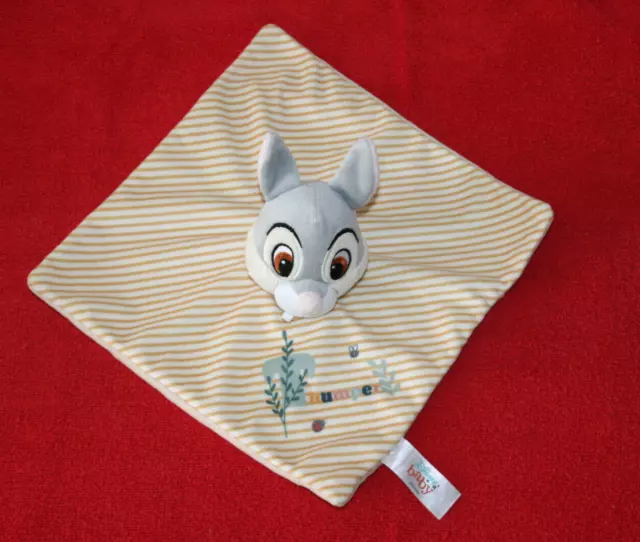 Disney Baby Doudou Panpan Plat Thumper Gris Blanc Beige Jaune Raye Etat Neuf