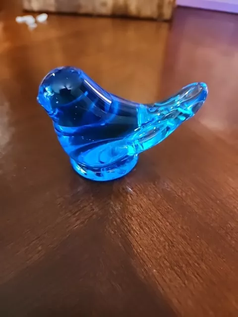 Vintage Bluebird of Happiness Signed Leo Ward 1986 Art Manganese Glass GLOWS