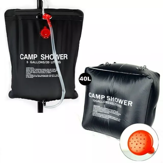 20L/40LCamp Shower Bag Solar Heat Water Pipe Portable Camp Hiking Travel Outdoor 2