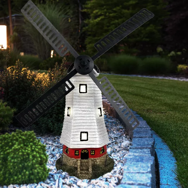 Solaire LED Moulin à Vent Éolienne Maison Terrain Lampe Déco Support de Bariolé