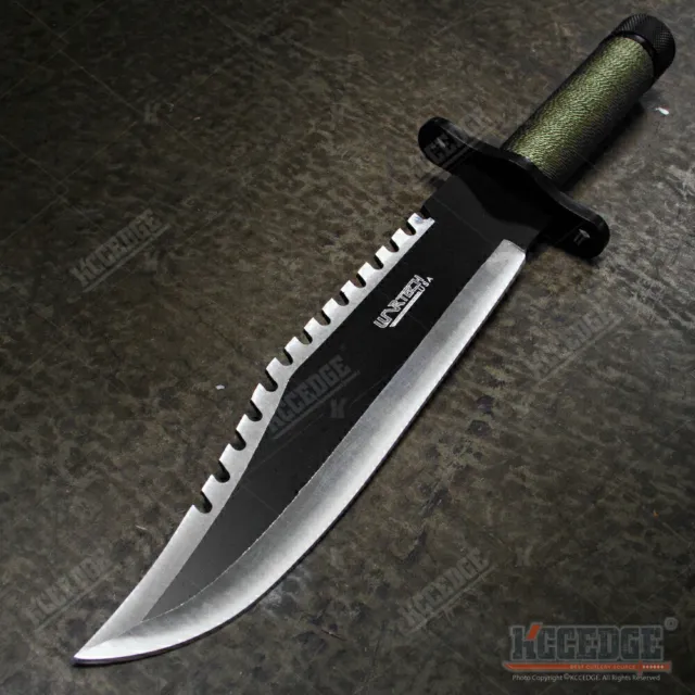 13.25" Two Tone Blade Rambo Survival Hunting Knife with Survival Kit Bowie Knife