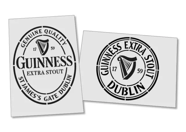 2x Guinness Stencils A4/A3 Bundle | Wall Bar Barrel Crate Airbrush Template