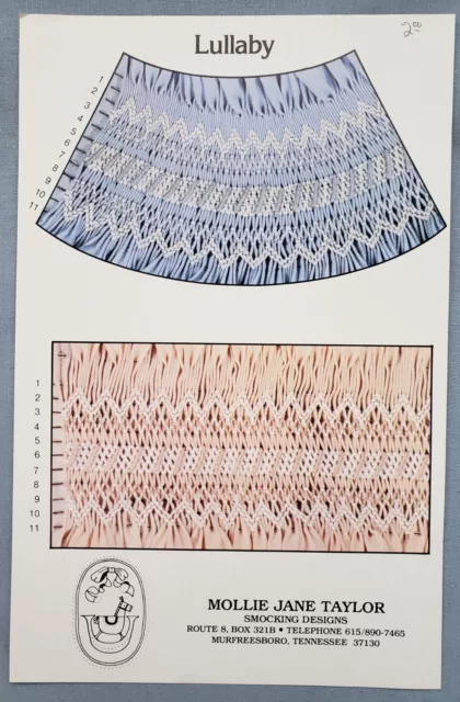 Smocking Plate Lullaby by Mollie Jane Taylor c1980 Preowned