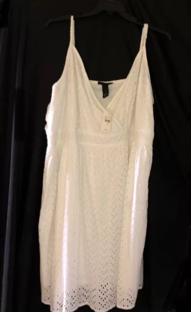 LANE BRYANT - White Eyelet Lace Dress Sleeveless Sundress - Size 28 - NWT
