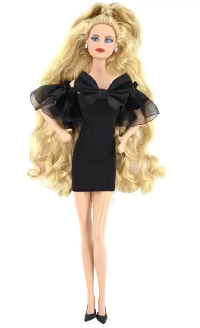 New Barbie Doll Clothes BLACK DRESS WITH BOW~ PUFFY SLEEVES~SHOES
