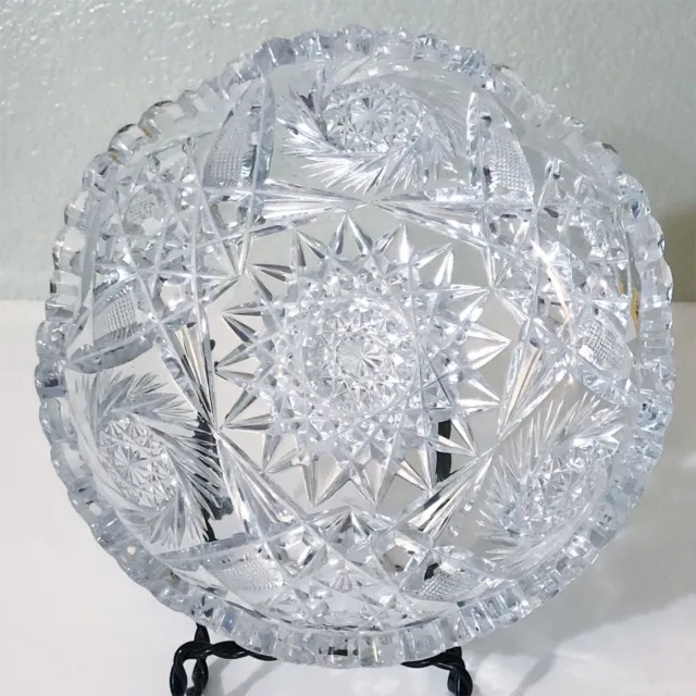 American Brilliant Finger Bowl Cut glass Star Shape pinwheel design.