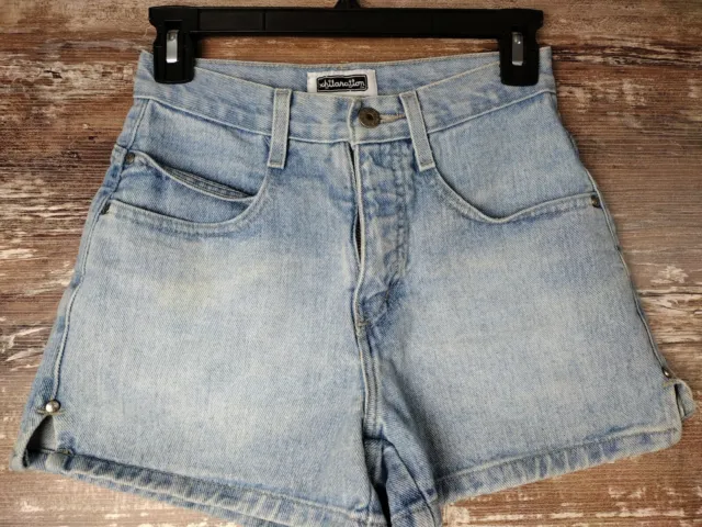 Vintage Xhilaration Mom Jeans Shorts High Rise Denim blue Slit Sides Size 1 EUC