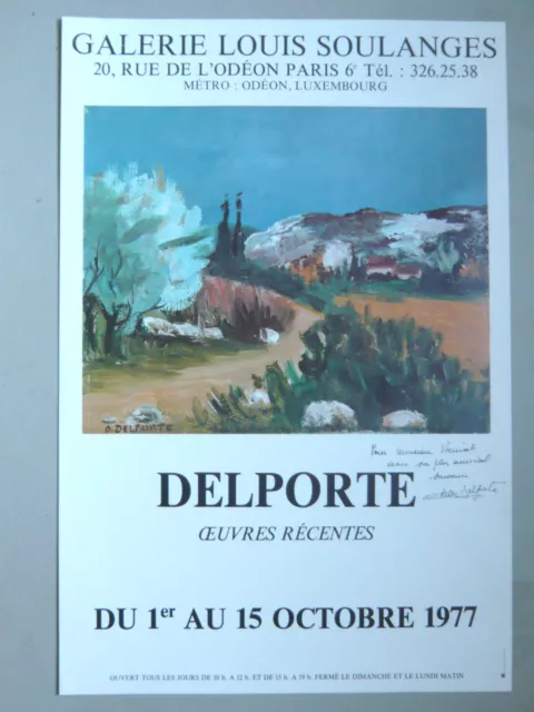 DELPORTE Odette  Affiche originale Galerie Soulanges 1977 Envoi signé R. VRINAT