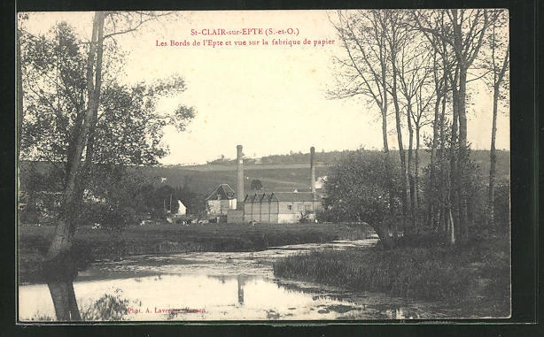 CPA St-Clair-sur-Epte, Les Bords de l'Epte and view of the paper mill