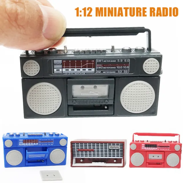 1/12 Scale Miniature Retro Tape-recorder Dollhouse Radio Toy Model D