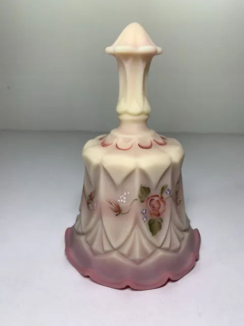 Fenton Burmese Roses Bell Hand Painted Shelley Fenton 6.5” Inches Tall