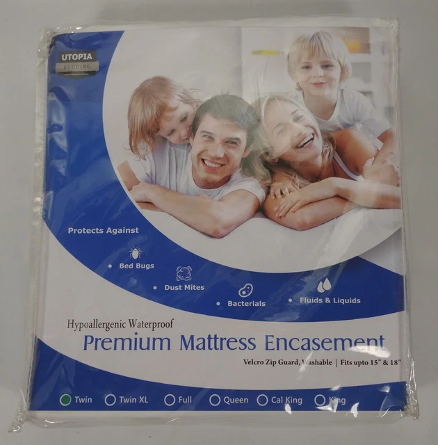 "Funda con cremallera impermeable impermeable para colchón se adapta a hasta 15"" y 18"