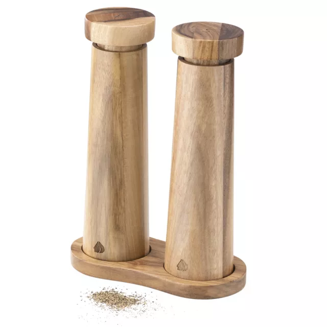 Set de pimentero y salero de madera para sal pimienta con grano ajustable