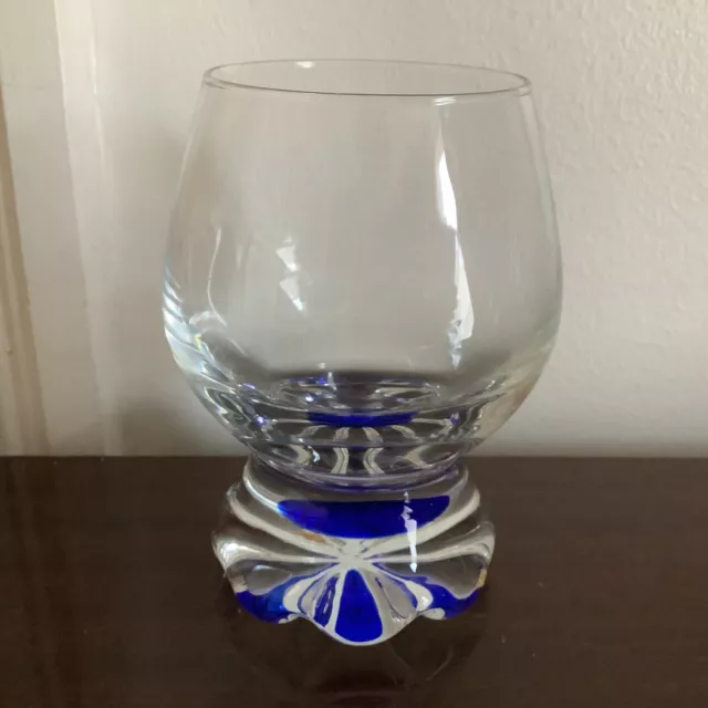 Heavy Base Clear Vase / Glass cobalt blue In Base