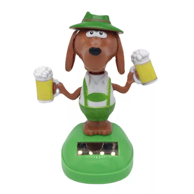 Solar Powered Dancing Bobble Head Beer Dog Educational Toy Car Ornament Kid Toy