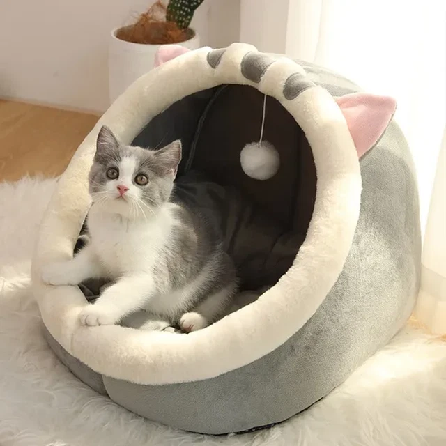 New Sweet Cat Bed Warm Pet Basket Cozy Kitten Lounger Cushion Cat House Tent Sof