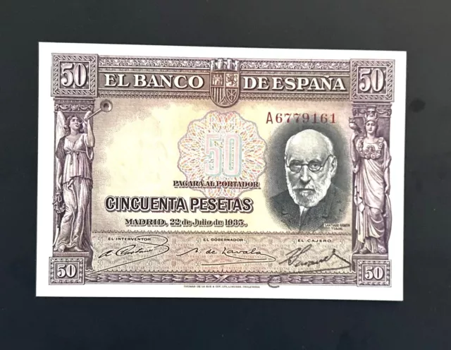 Billete De 50 Pesetas 1935 Ramon Y Cajal Serie A . Sin Circular