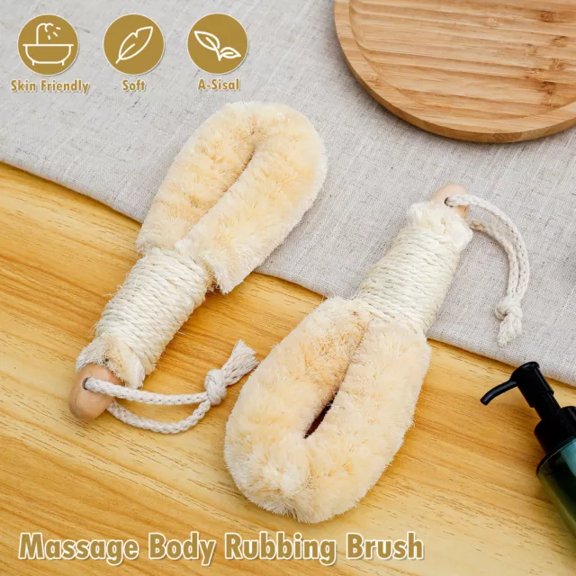 9.65" Dry Skin Brush Bath Brush Natural Spa Brush Fibers Wooden Sisal Dry Brushδ