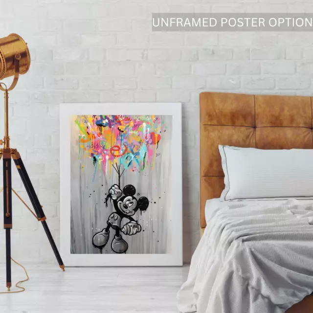 Trendy Mickey Cartoon Wall Art Framed Canvas Print Kids Room Decor Pop Art