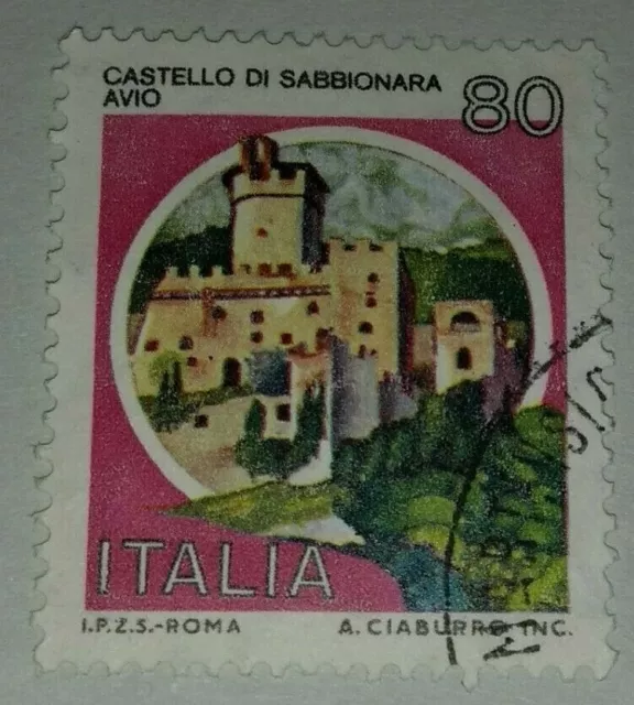 Francobollo 80 Lire Italia 1980 Castello Di Sabbionara Avio - Stamp