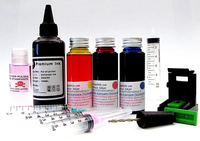 ricarica inchiostro cartucce hp nero e colore refill clip liquido testina hp 305