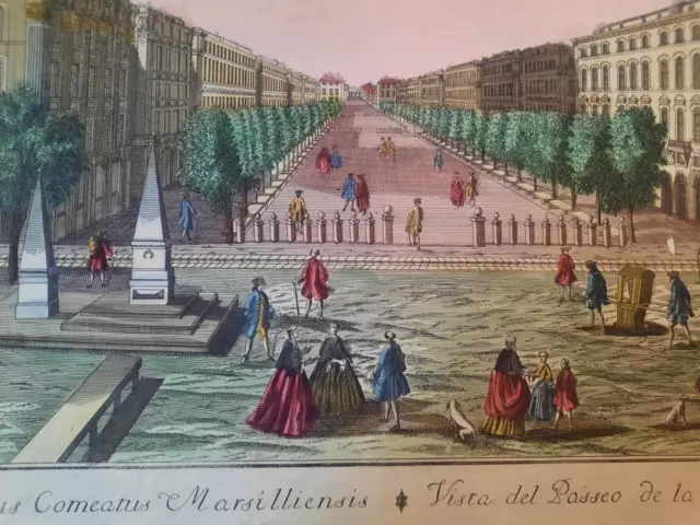 Vue d'Optique XVIIIème  - Vue du Cour de MARSEILLE - Gravure -