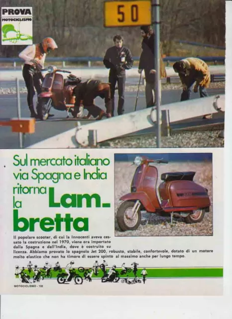 Pubblicita'  Advertising-Test Moto Lambretta Jet 200 '77-Innocenti Scooter Epoca