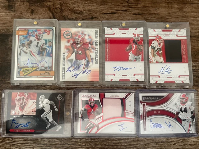Georgia Bulldogs Auto Card Lot UGA  (Richard Seymour, Michel, Roquan, Swift +)