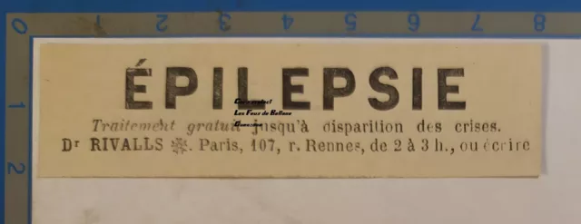 EPILEPSIE TRAITEMENT DR RIVALLS publicité 1877 advert