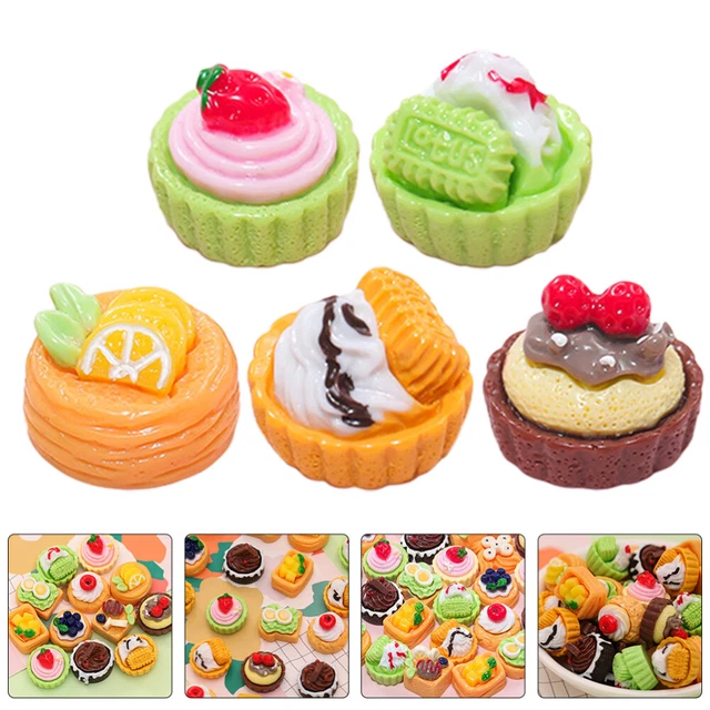 24 Pcs Kids Play House Toys Miniature Kitchen Accessories Cake Dessert Room