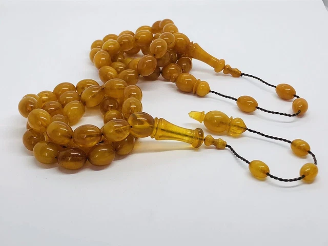 lot 2 pcs Ambre naturel de la Baltique 79,8 grammes ISLAMIQUE 33 perles