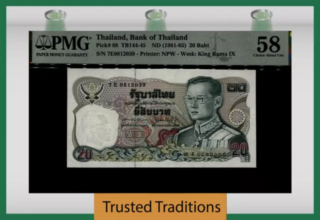 TT PK 88 ND (1981-85) THAILAND BANK of THAILAND 20 BAHT PMG 58 CHOICE ABOUT UNC
