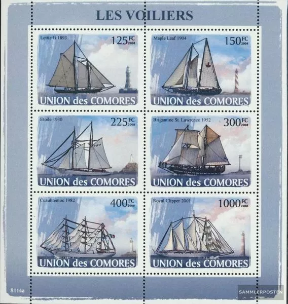 Komoren 1904-1909 Kleinbogen (kompl. Ausg.) postfrisch 2008 Segelschiffe, Leucht