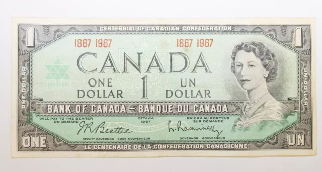1967 Canada Overstamped Centenial $1, Dollar, Very Fine Condition