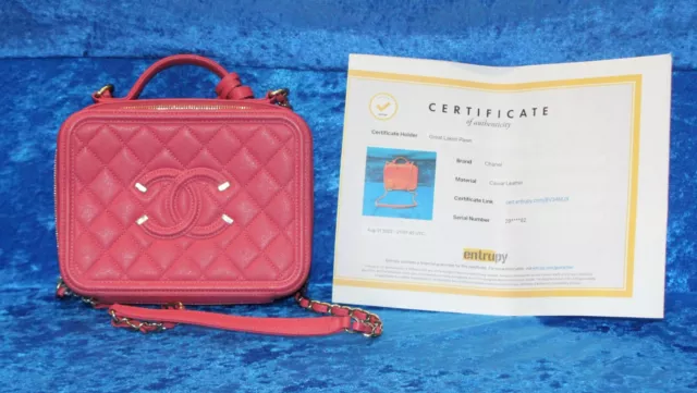 Women's Chanel CC Caviar Quilted Medium Vanity Case Purse Pink Shoulder Bag