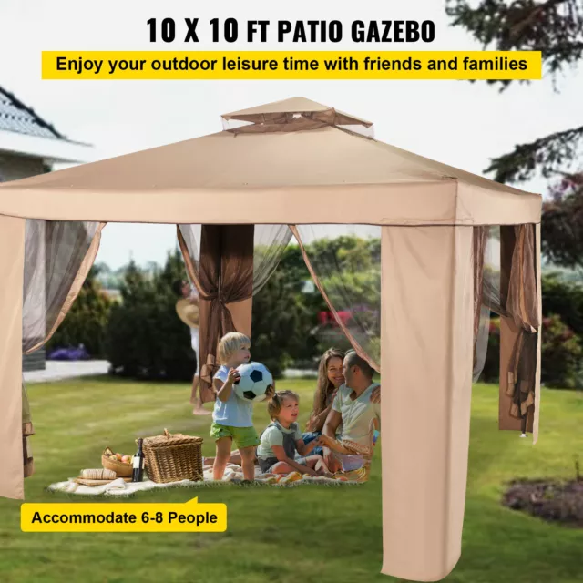 VEVOR 10x10ft Outdoor Intubated Canopy Gazebo Starter Kit w/ Mosquito Netting 2