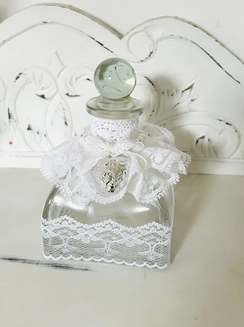 COEUR "DENTELLE" ancien, style rétro vintage blanc, shabby ,fait main
