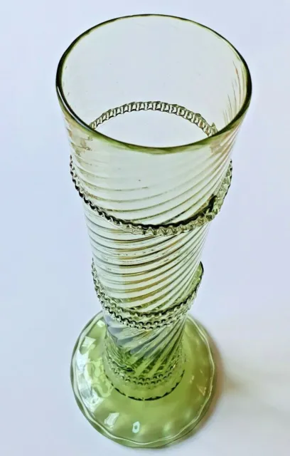 Vintage Pale Green Glass Hand Blown Vase Czech