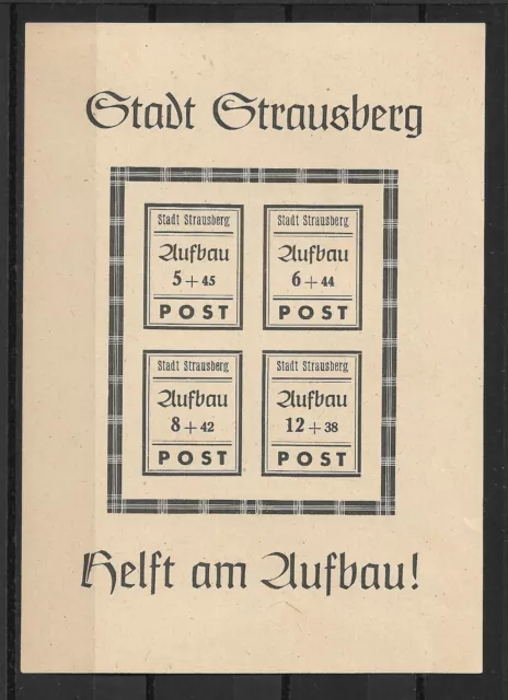 Deutsche Lokalausgaben "Strausberg-Blockausgabe Wiederaufbau 1946" Postfrisch