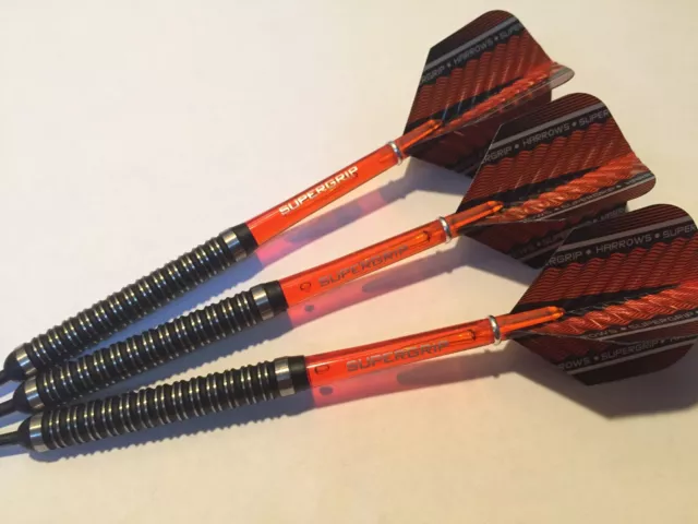 22g Black Orange 90% Tungsten Darts Set, Orange Supergrip Stems & Flights