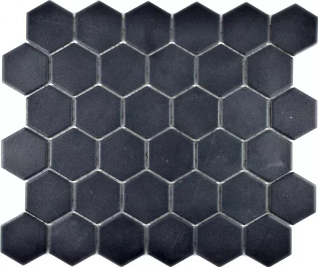 Cerámica Mosaico Hexágono Negro R10B Plato de Ducha Baldosa Azulejos Cocina